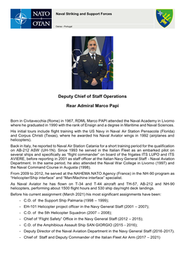 Deputy Chief of Staff Operations Rear Admiral Marco Papi