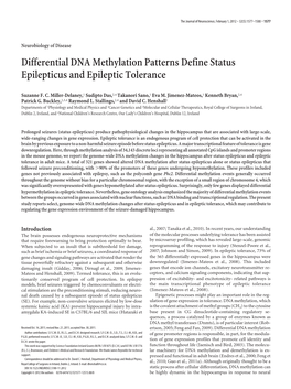 Differential DNA Methylation Patterns Define Status Epilepticus and Epileptic Tolerance