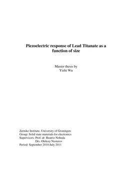 Piezoelectric Response of Lead Titanate As a Function of Size