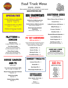 Food Truck Menu