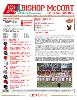 Week 4 Game Notes Vs Somerset 2017