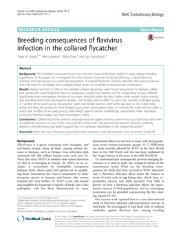 Breeding Consequences of Flavivirus Infection in the Collared Flycatcher Tanja M