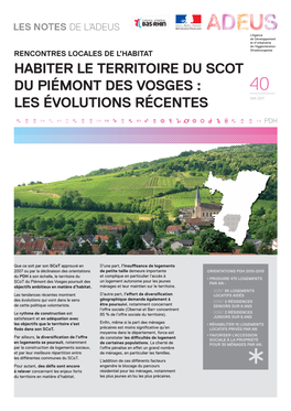 Habiter Le Territoire Du Scot Du Piémont Des Vosges : 40 Les Évolutions Récentes Mai 2011