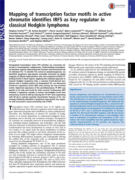 Mapping of Transcription Factor Motifs in Active Chromatin Identifies IRF5 As Key Regulator in Classical Hodgkin Lymphoma