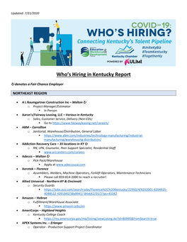 Who's Hiring in Kentucky Report