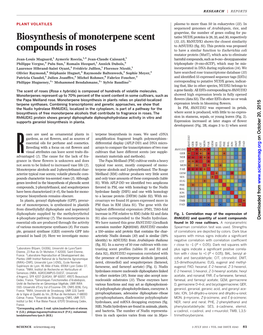 Biosynthesis of Monoterpene Scent Compounds in Roses Jean-Louis Magnard Et Al