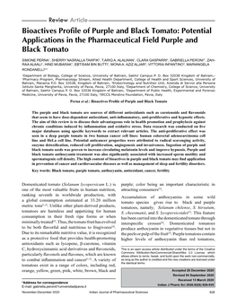 Bioactives Profile of Purple and Black Tomato: Potential Applications in the Pharmaceutical Field Purple and Black Tomato