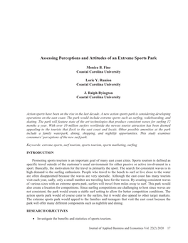 Assessing Perceptions and Attitudes of an Extreme Sports Park
