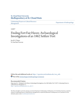 Finding Fort Fair Haven: Archaeological Investigations of an 1862 Settlers' Fort Jacob G