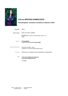 CV Dott.Ssa Martina Gambacorta DICEMBRE 2015