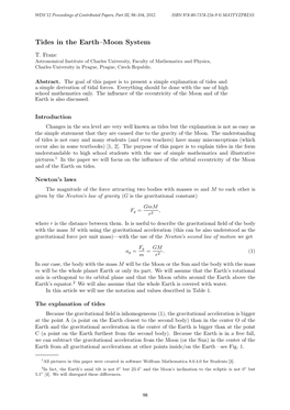 Tides in the Earth–Moon System T