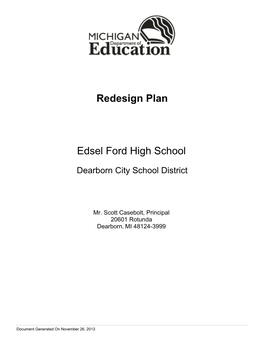 Redesign Plan Edsel Ford High School