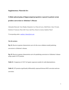 Cellular Phenotyping of Hippocampal Progenitors Exposed to Patient Serum Predicts Conversion to Alzheimer’S Disease