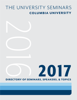 20162017 Directory of Seminars, Speakers, & Topics Table of Contents