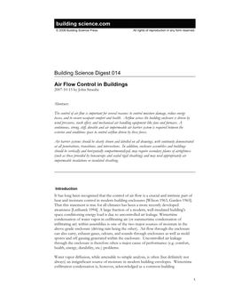 Building Science Digest 014 Air Flow Control in Buildings