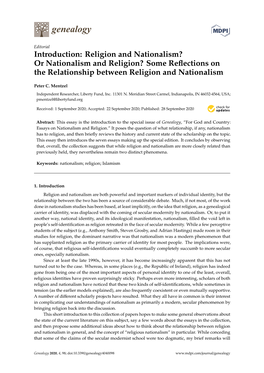 Or Nationalism and Religion? Some Reﬂections on the Relationship Between Religion and Nationalism