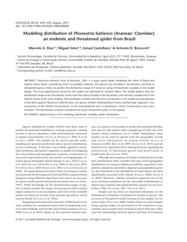 Modeling Distribution of Phoneutria Bahiensis (Araneae: Ctenidae): an Endemic and Threatened Spider from Brazil