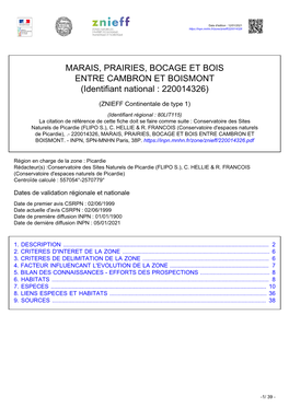 MARAIS, PRAIRIES, BOCAGE ET BOIS ENTRE CAMBRON ET BOISMONT (Identifiant National : 220014326)