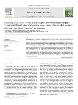 Anastrepha Suspensa Diptera: Tephritidae) Through a Juvenile Hormone Analog Has No Effect on Adult Mortality