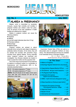 MOROGORO MALARIA in PREGNANCY