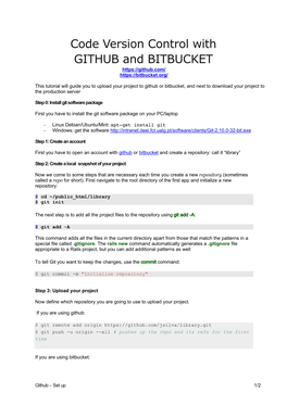 Code Version Control with GITHUB and BITBUCKET