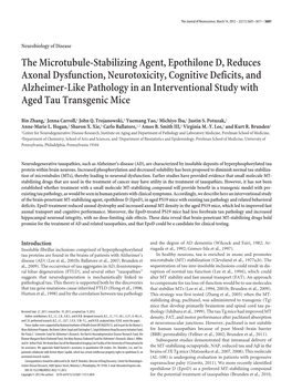 The Microtubule-Stabilizing Agent, Epothilone D, Reduces Axonal