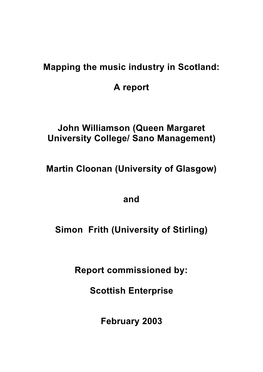 Mapping the Music Industry in Scotland