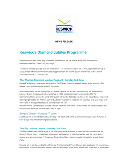 Keswick's Diamond Jubilee Programme