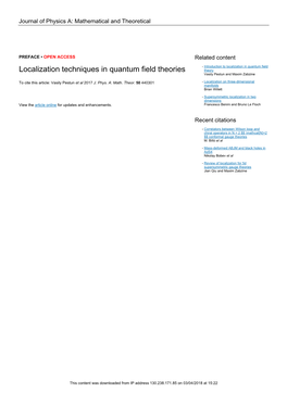 Localization Techniques in Quantum Field Theories Theory Vasily Pestun and Maxim Zabzine