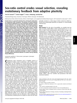 Sex-Ratio Control Erodes Sexual Selection, Revealing Evolutionary Feedback from Adaptive Plasticity