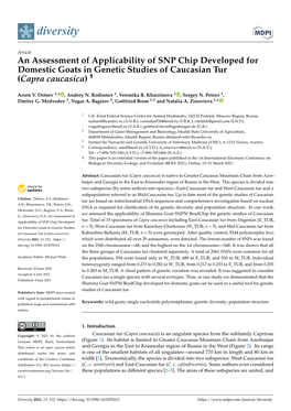 An Assessment of Applicability of SNP Chip Developed for Domestic Goats in Genetic Studies of Caucasian Tur (Capra Caucasica) †