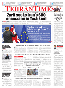 Zarif Seeks Iran's SCO Accession in Tashkent