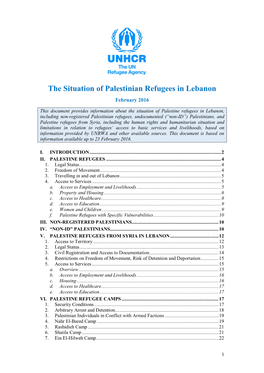 The Situation of Palestinian Refugees in Lebanon