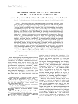 Herbivores and Edaphic Factors Constrain the Realized Niche of a Native Plant