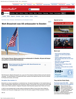 Mark Brzezinski Was US Ambassador to Sweden - News - Polskieradio Pl