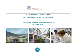 The Unitrento SHORT GUIDE for Phd Students - Science & Technology