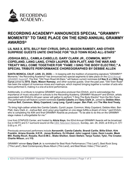 Recording Academy® Announces Special 