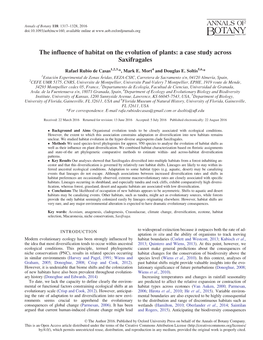 The Influence of Habitat on the Evolution of Plants: a Case Study Across Saxifragales