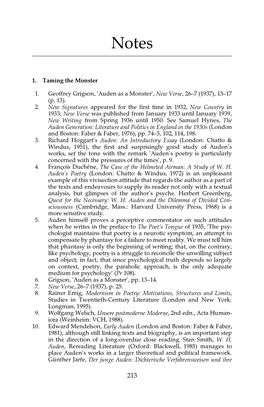 1. Taming the Monster 1. Geoffrey Grigson, 'Auden As a Monster', New