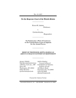 Aditya Bamzai As Amicus Curiae in Support of Respondent