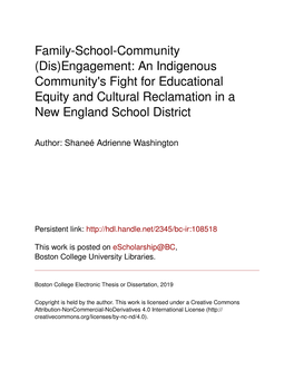 Engagement: an Indigenous Community's Fight for Educational Equity and Cultural Reclamation in a New England School District