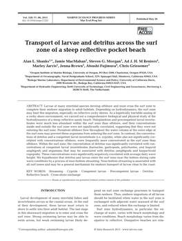 Transport of Larvae and Detritus Across the Surf Zone of a Steep Reflective Pocket Beach