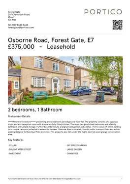 Osborne Road, Forest Gate, E7 £375,000