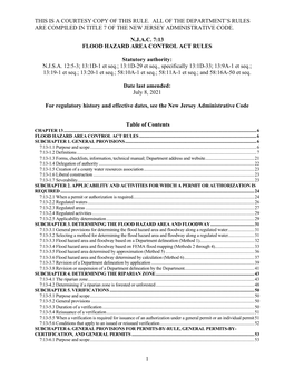 Flood Hazard Area Control Act Rules