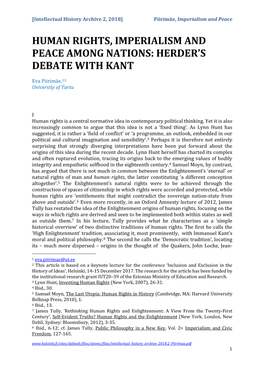 Herder's Debate with Kant