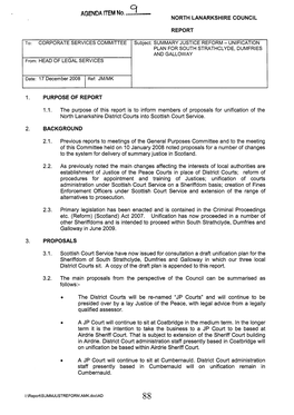 UNIFICATION PLAN for SOUTH STRATHCLYDE, DUMFRIES and GALLOWAY From: HEAD of LEGAL SERVICES