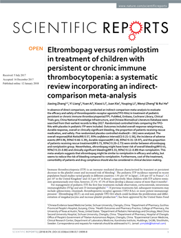 Eltrombopag Versus Romiplostim in Treatment of Children With