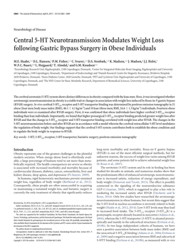 Central 5-HT Neurotransmission Modulates Weight Loss Following Gastric Bypass Surgery in Obese Individuals