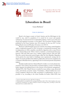 Liberalism in Brazil · Econ Journal Watch