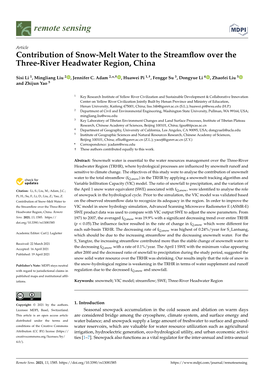 Contribution of Snow-Melt Water to the Streamflow Over the Three-River